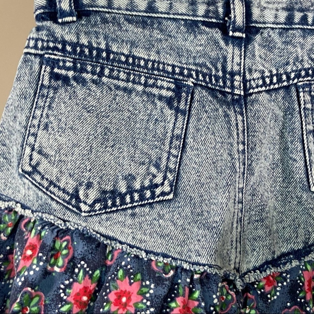 Vintage Extra Cottagecore Denim Floral Skirt 3 - Picture 5 of 5
